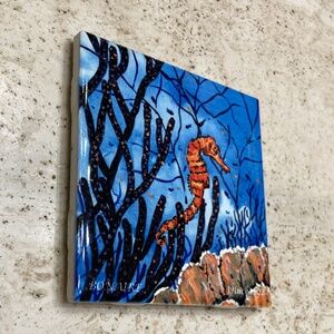 Decorative Ceramic Coaster Of Seahorse in the Ocean